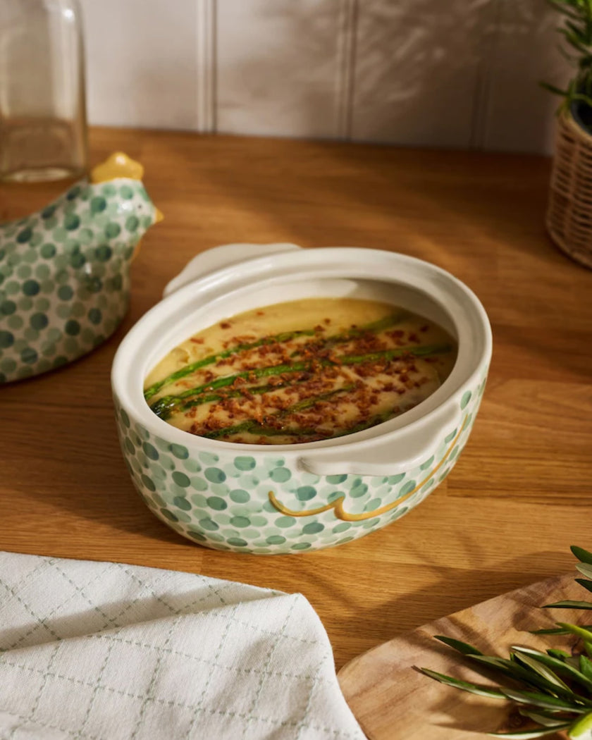 Sage Green Chicken Cassarole Dish