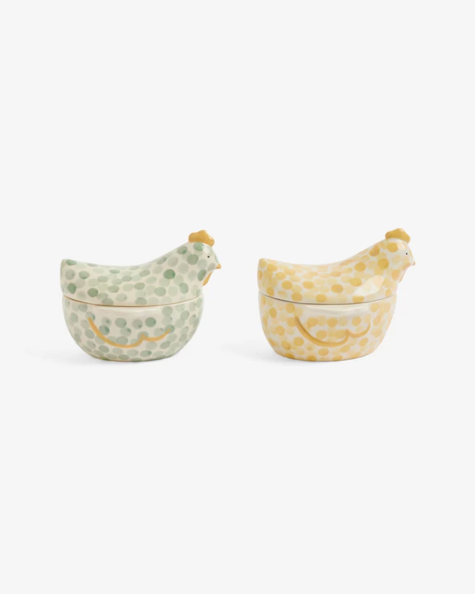 Set of 2 Sage Green Chicken Nibble Bowls with Lid