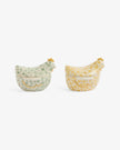 Set of 2 Sage Green Chicken Nibble Bowls with Lid