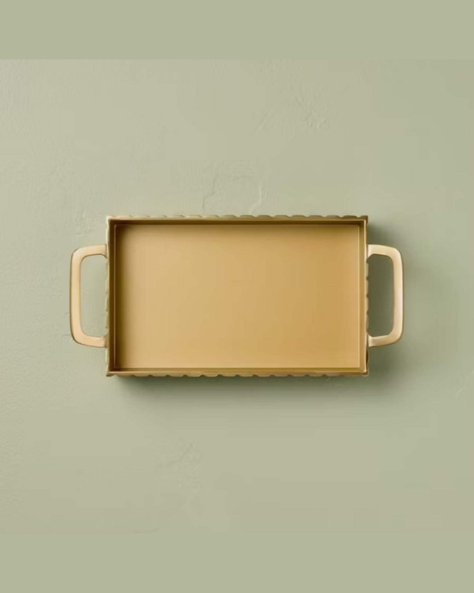 Modern Fluted Metal Decor Tray Brass Finish