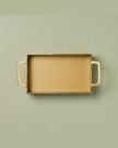Modern Fluted Metal Decor Tray Brass Finish