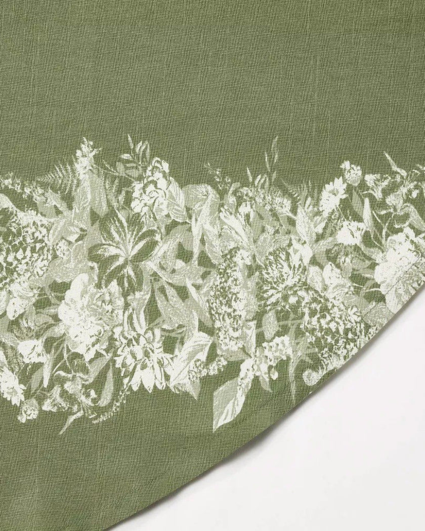 Round Green Floral Tablecloth (180cm)