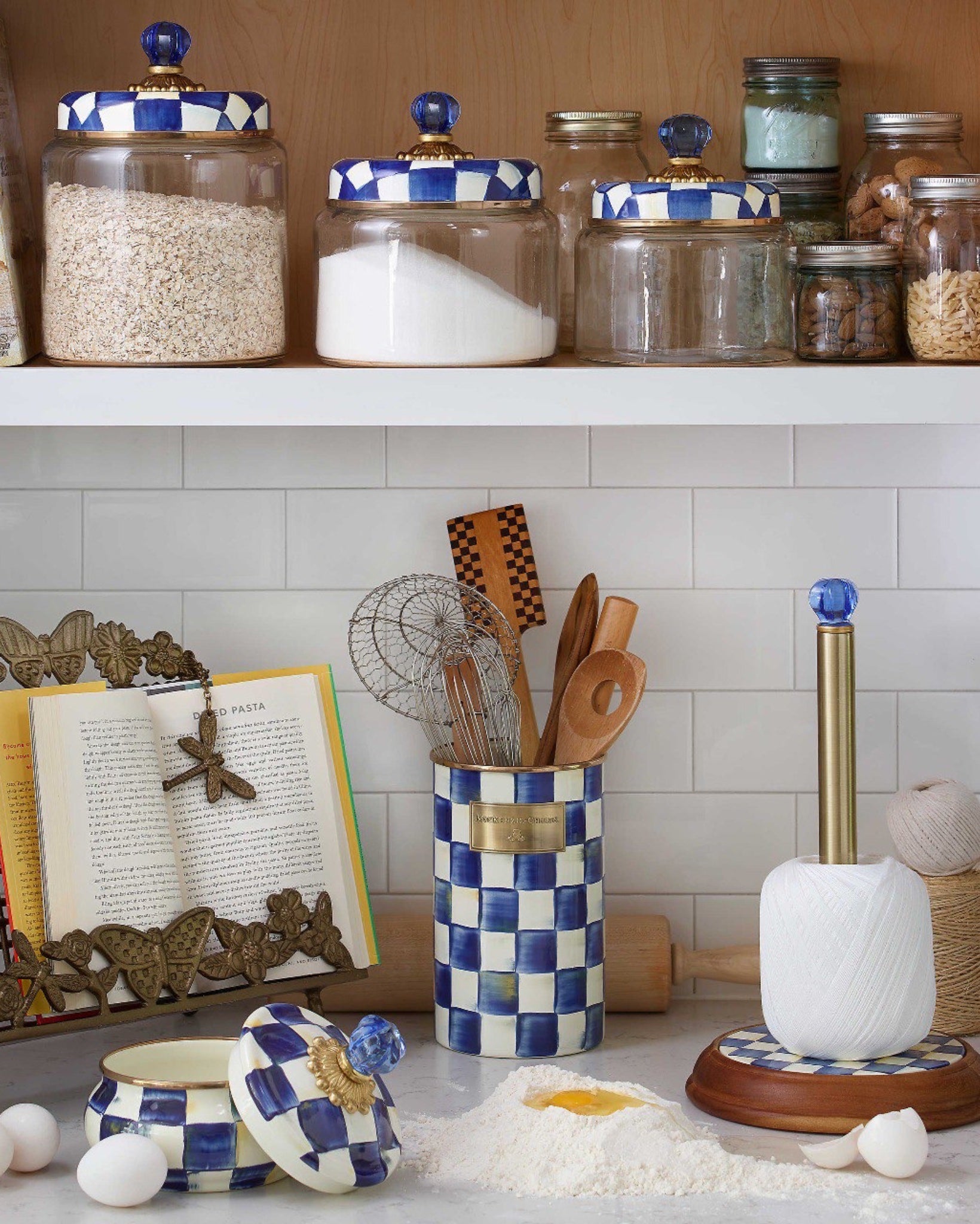 Royal Check Utensil Holder