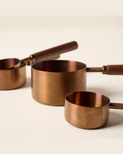 Walnut and Copper Measuring Cups