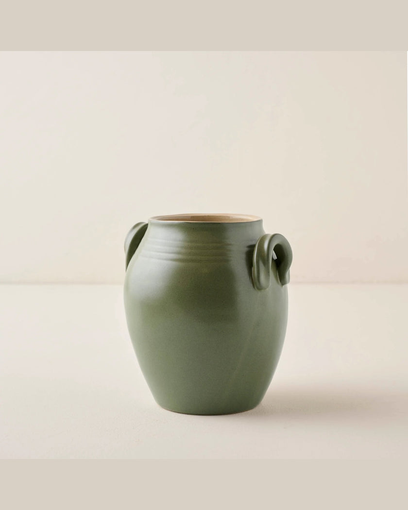 Vintage-Inspired Sage Green Utensil Crock
