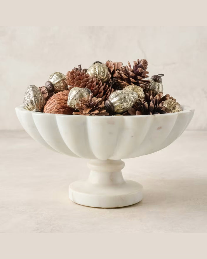 Scalloped Marble Footed Bowl