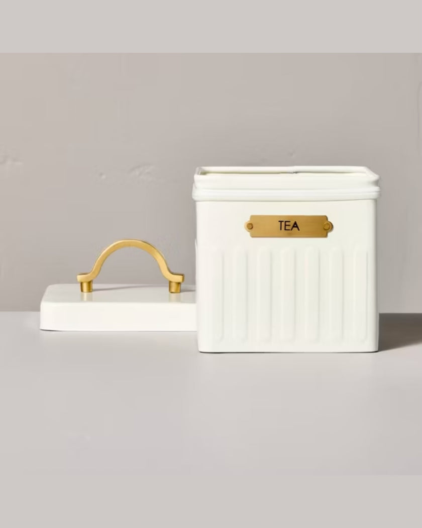 Metal Tea Tin Cream/Brass