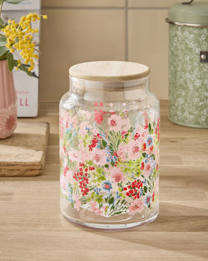 Glass Floral Print Storage Jar Set of 3 (airtight)