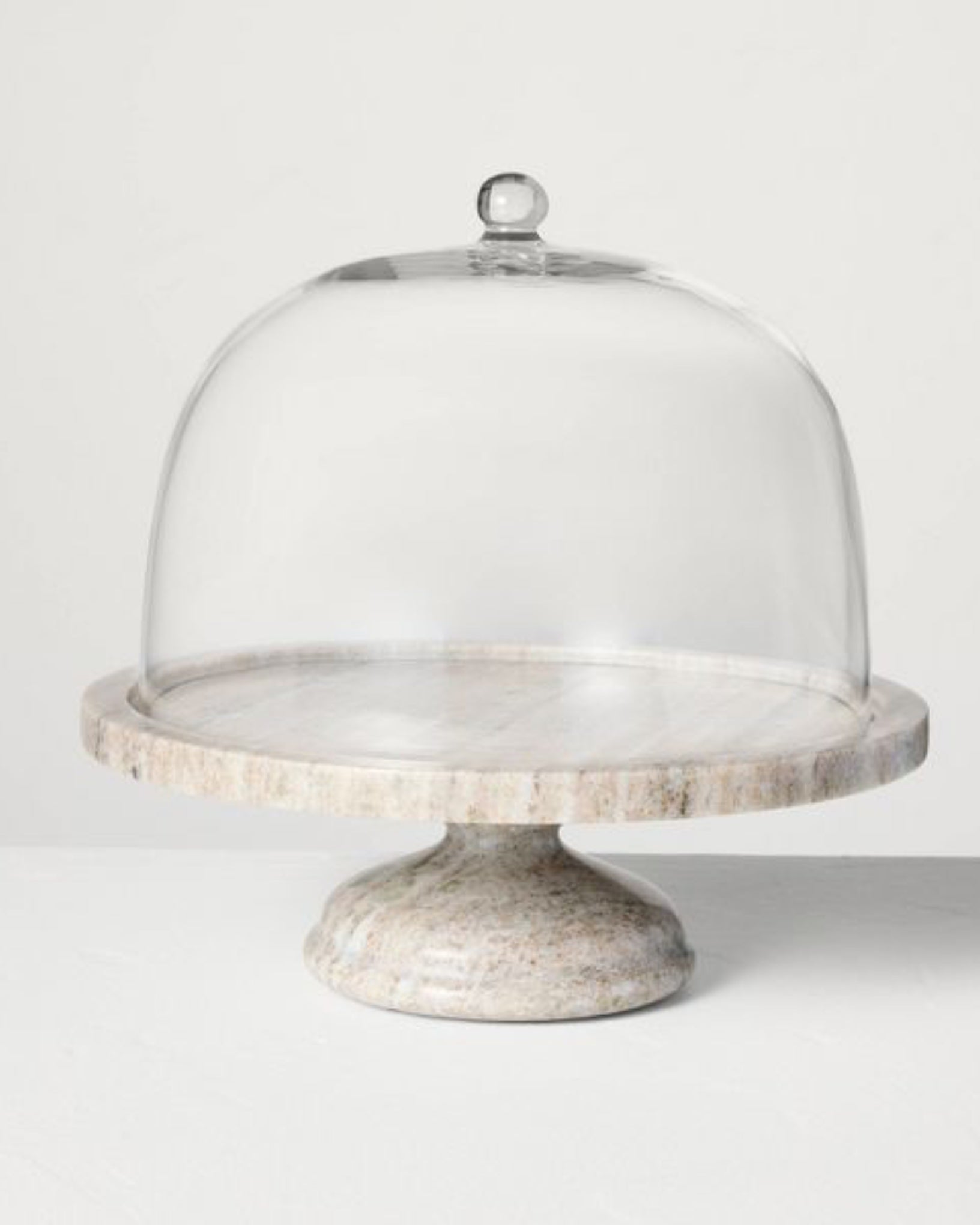 Pedestal Marble Covered Dessert Stand Warm Gray