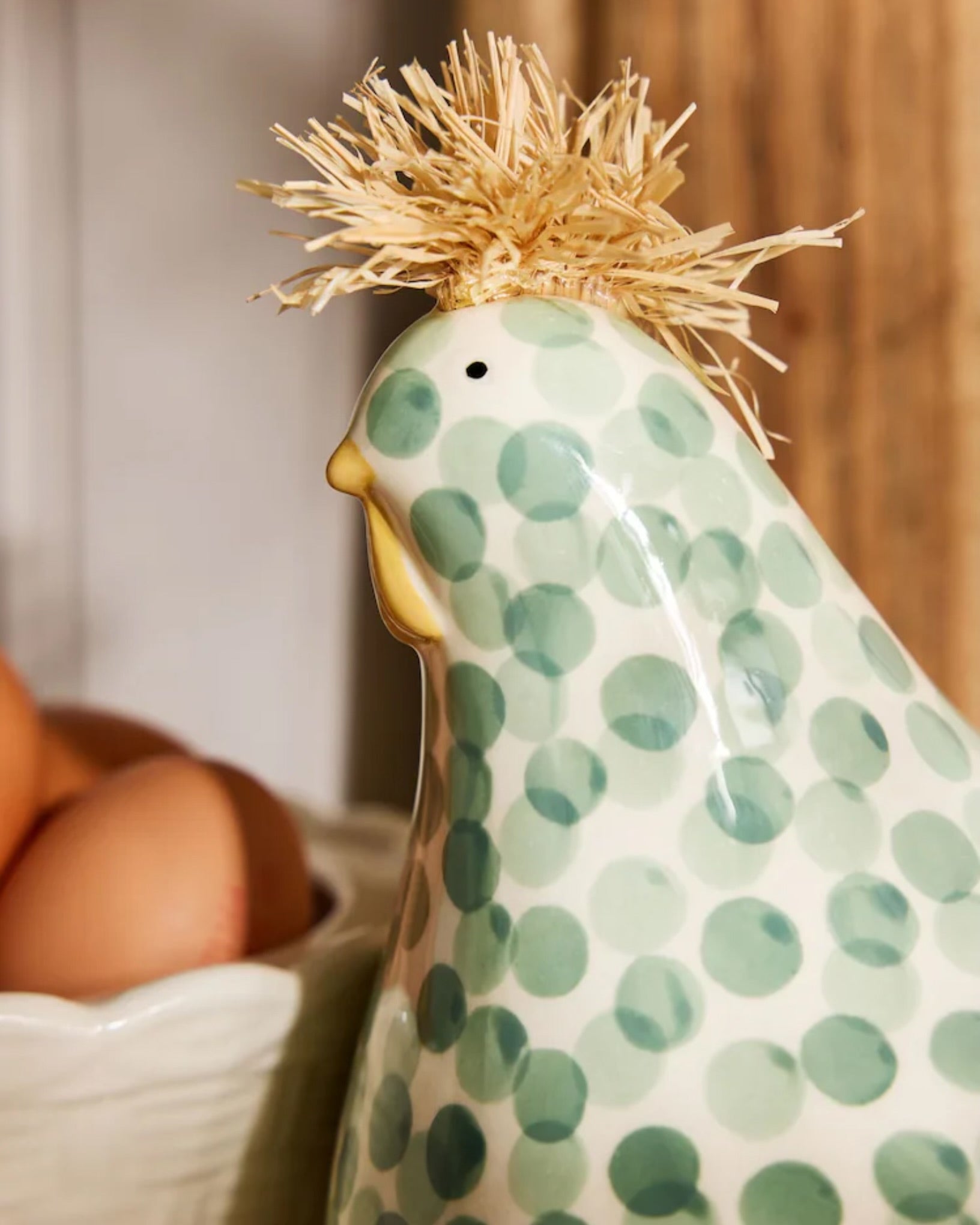 Sage Green Ceramic Chicken Egg House