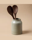 French Grey Embossed Stripe Utensil Holder