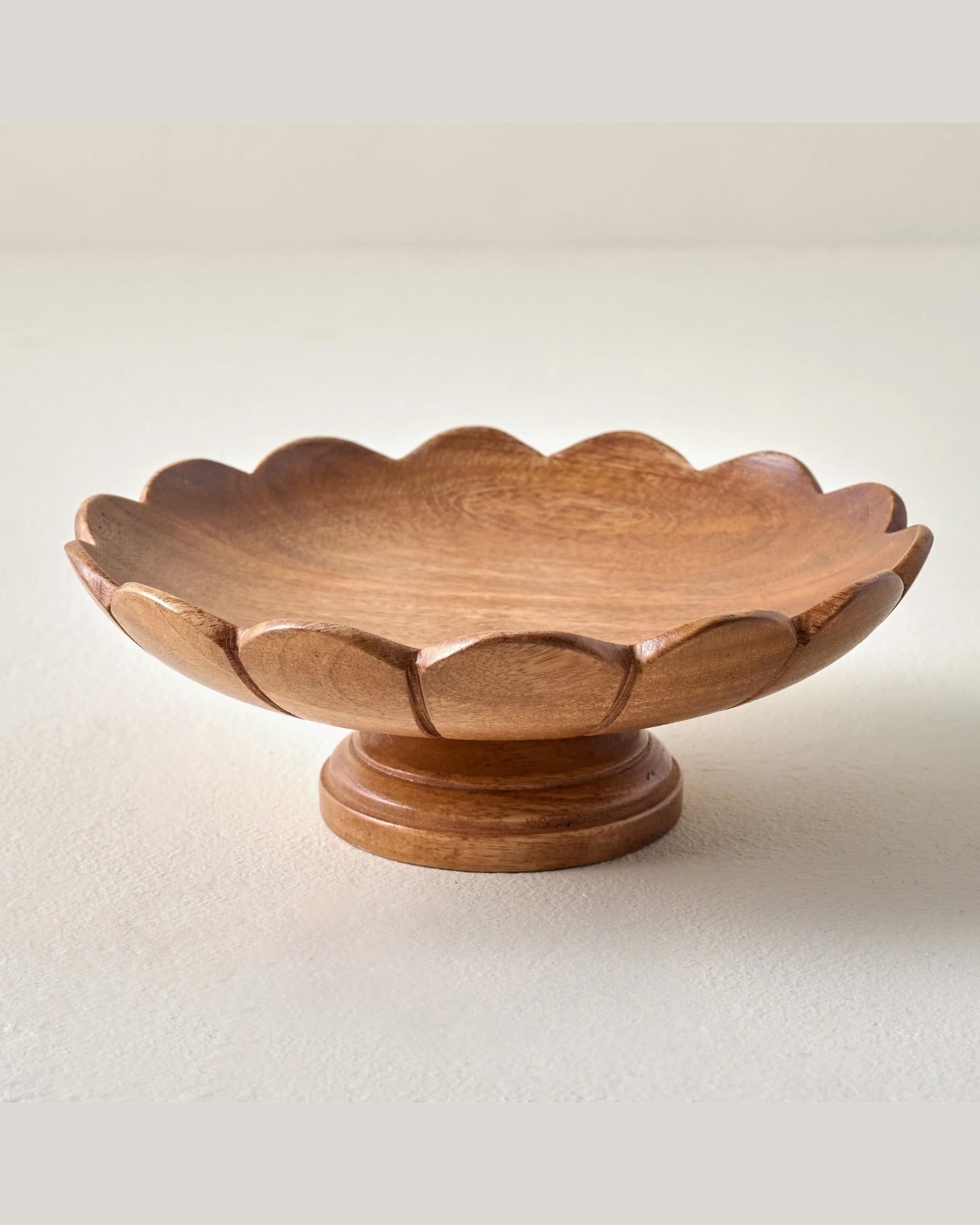 Decorative Antiqued Wood Footed Bowl