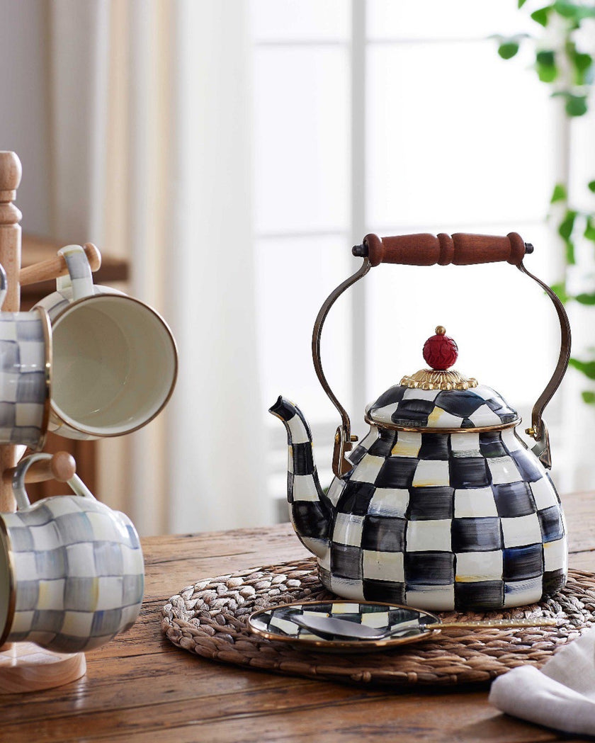 Courtly Check Enamel Tea Kettle
