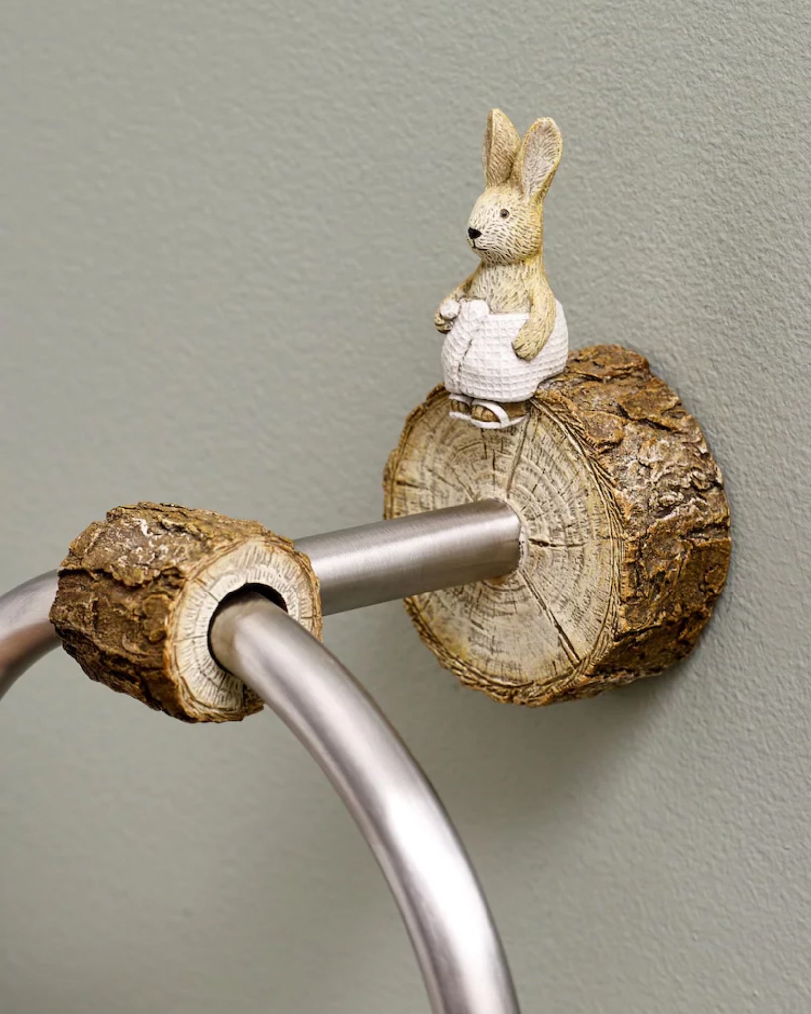 Bear and Bunny Natural Woodland Spa Towel Ring