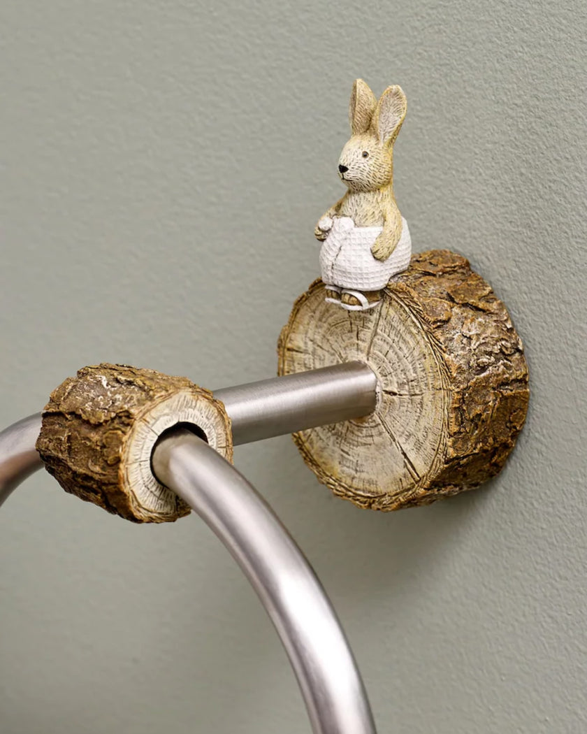 Bear and Bunny Natural Woodland Spa Towel Ring