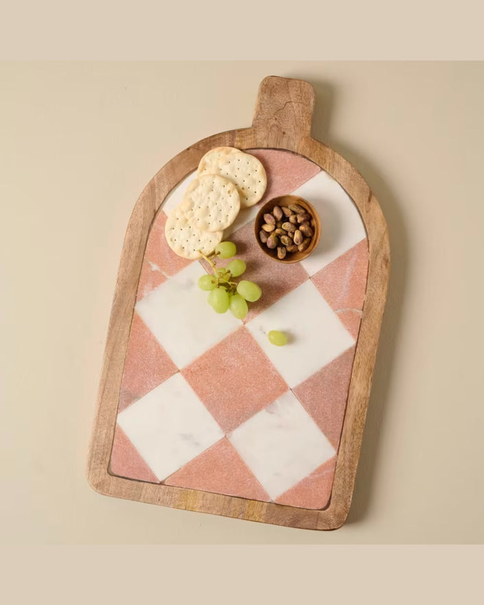 Carmella Checkered Marble Serving Board