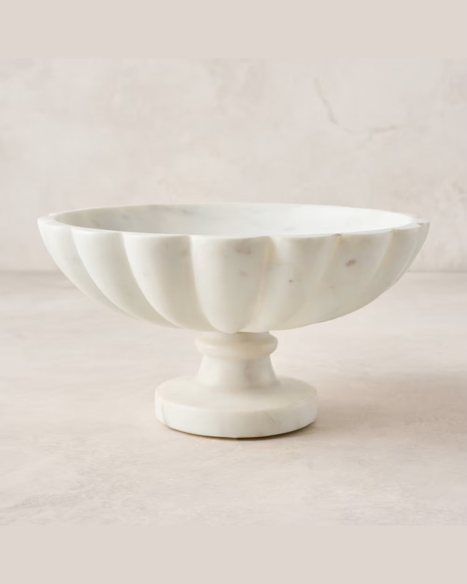 Scalloped Marble Footed Bowl