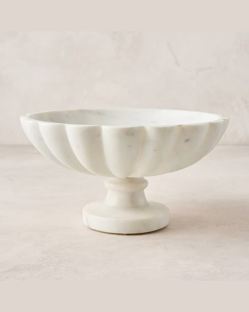 Scalloped Marble Footed Bowl