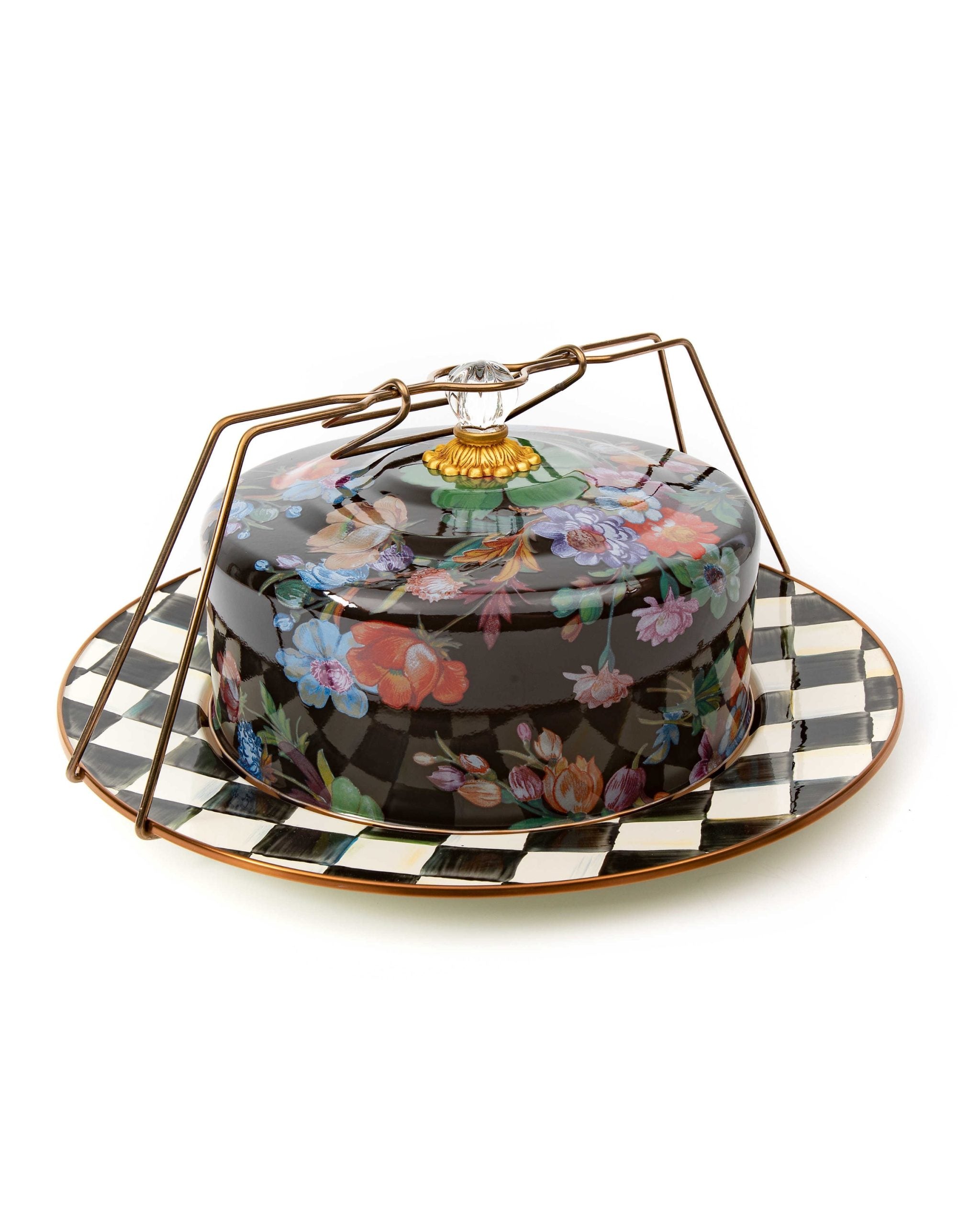 Black Flower Market Cake Carrier