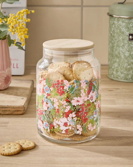 Glass Floral Print Storage Jar Set of 3 (airtight)