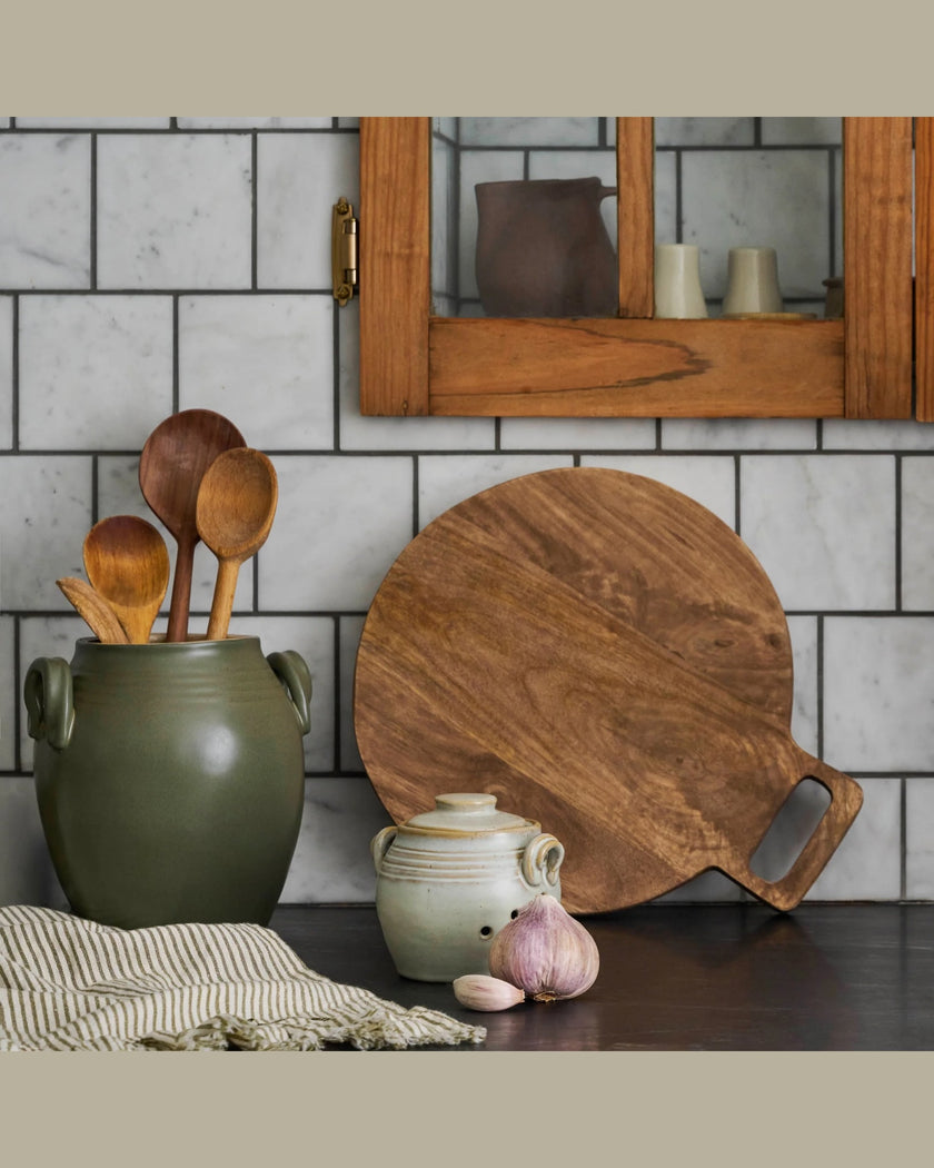 Vintage-Inspired Sage Green Utensil Crock