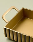 Modern Fluted Metal Decor Tray Brass Finish