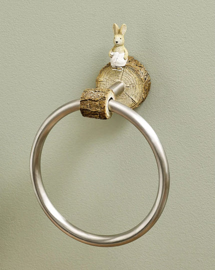 Bear and Bunny Natural Woodland Spa Towel Ring