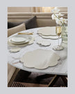 Cream Flower Faux Leather Placemats and Coasters