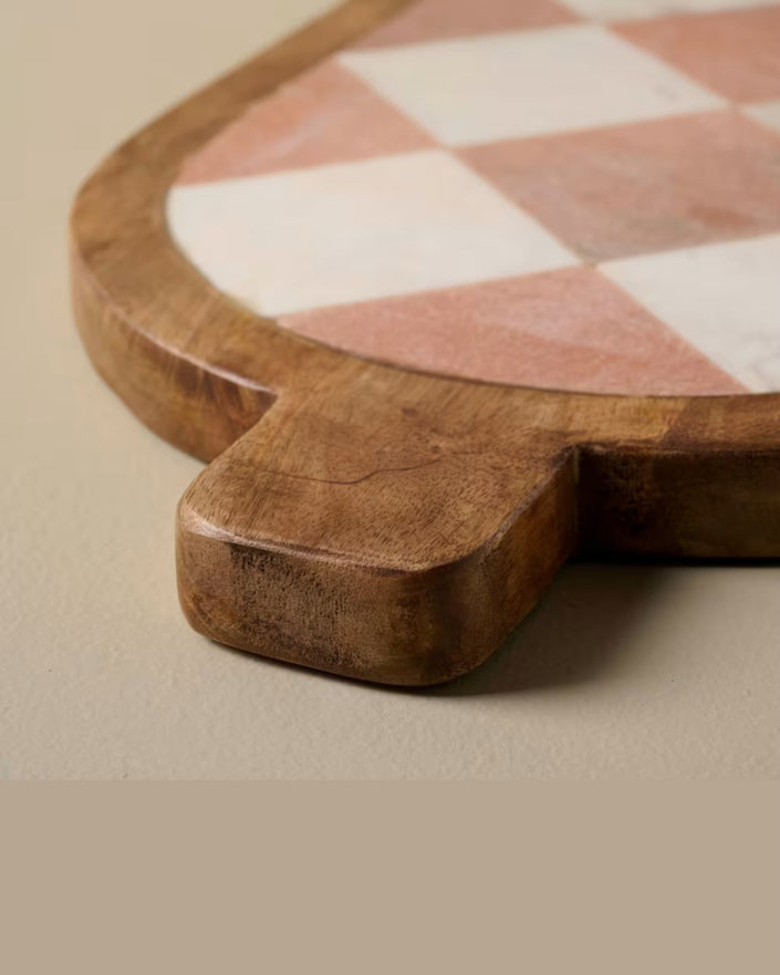 Carmella Checkered Marble Serving Board