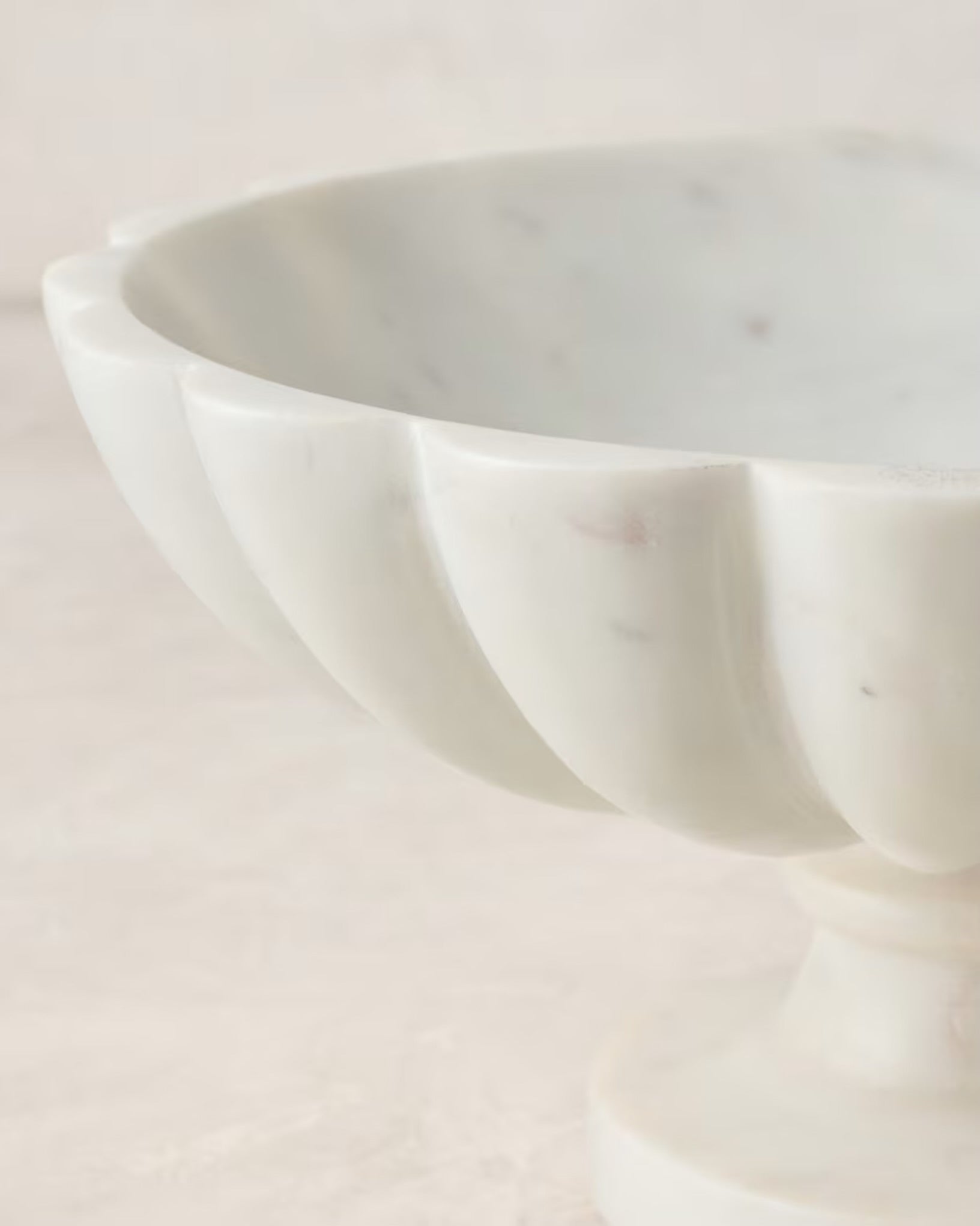 Scalloped Marble Footed Bowl