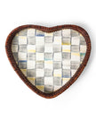 Sterling Check Rattan & Enamel Heart Tray