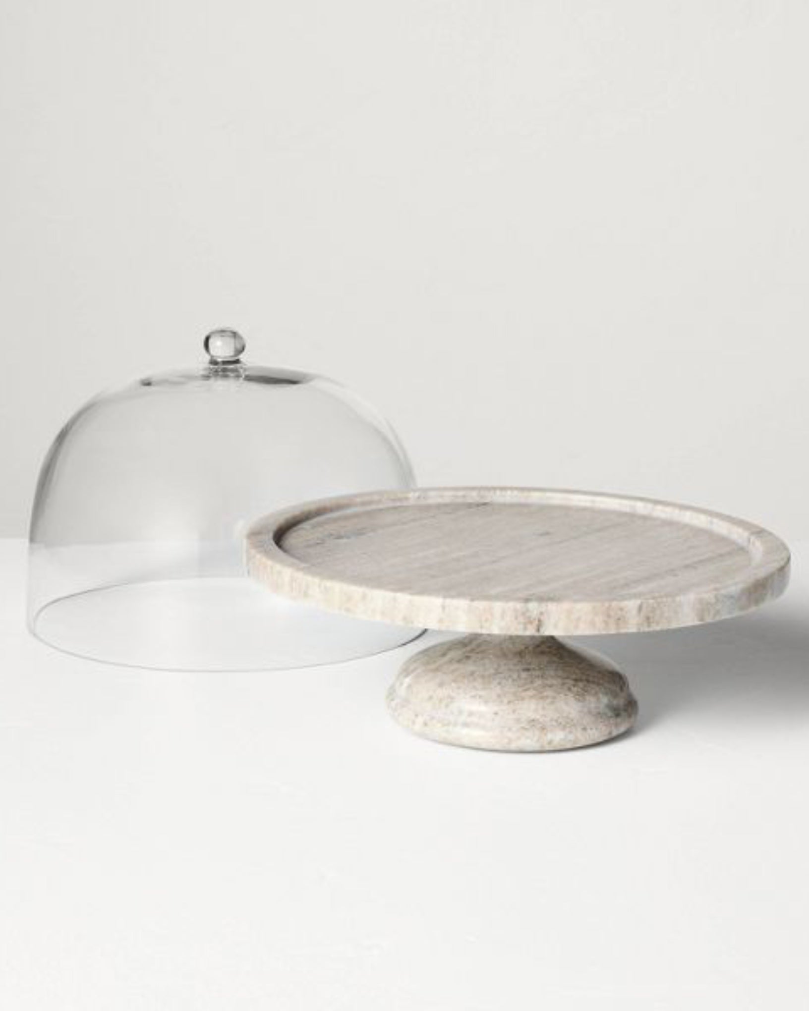 Pedestal Marble Covered Dessert Stand Warm Gray