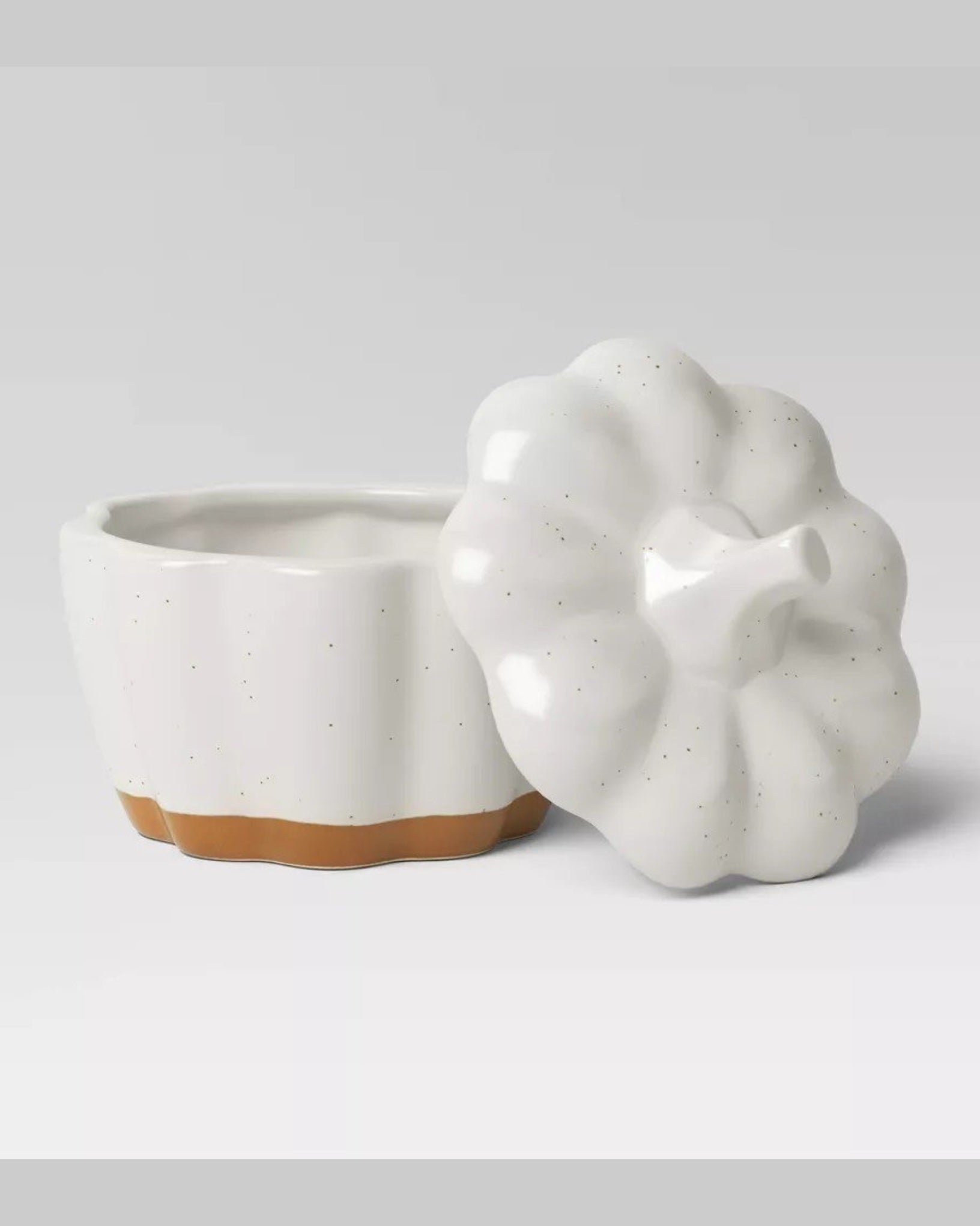 840ml Pumpkin Stoneware Serving Bowl with Lid cream