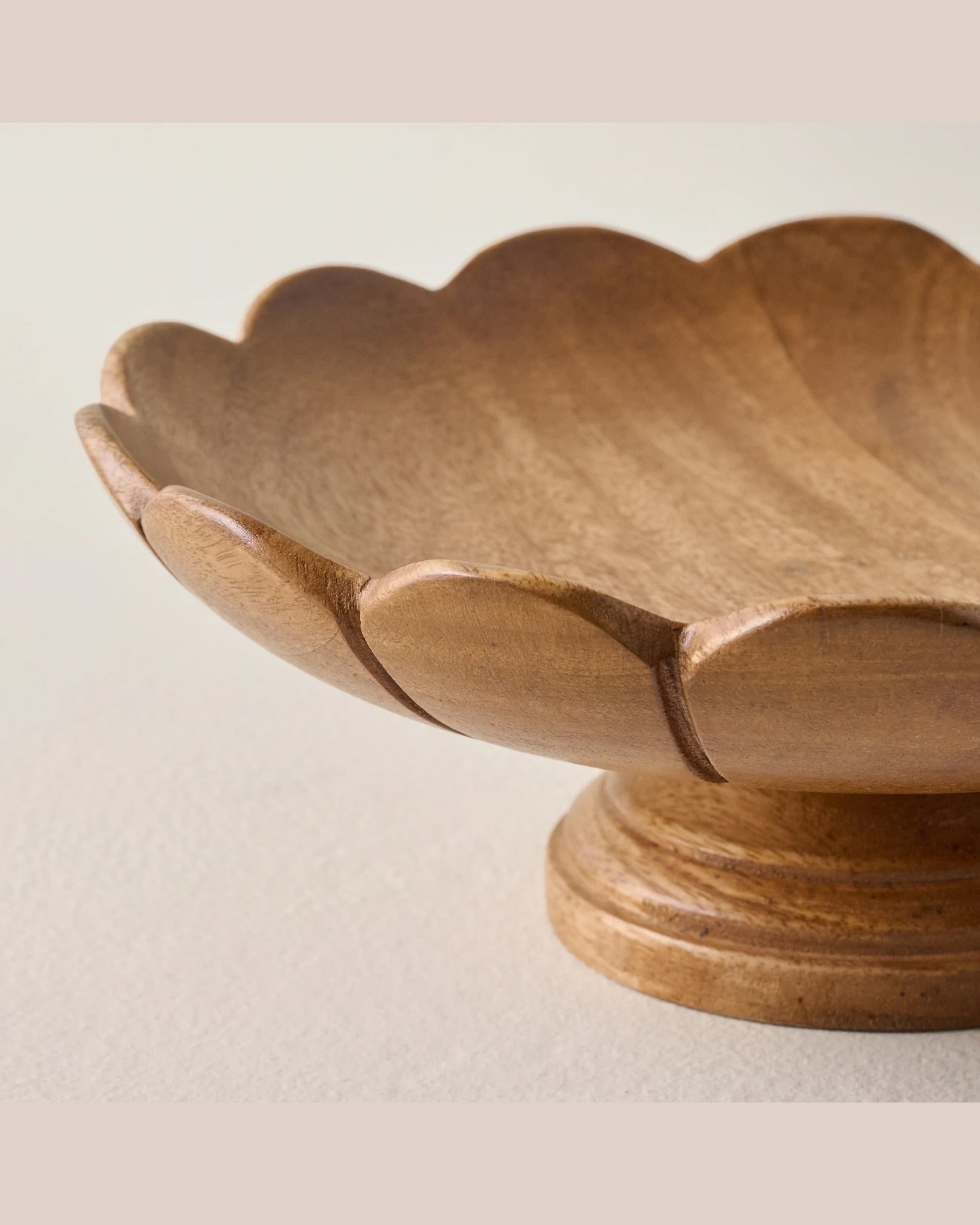Decorative Antiqued Wood Footed Bowl