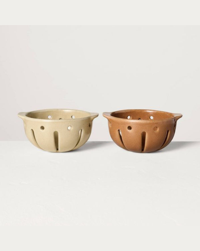 Stoneware Berry Bowls Tan/Pumpkin Brown (Set of 2 or 4)