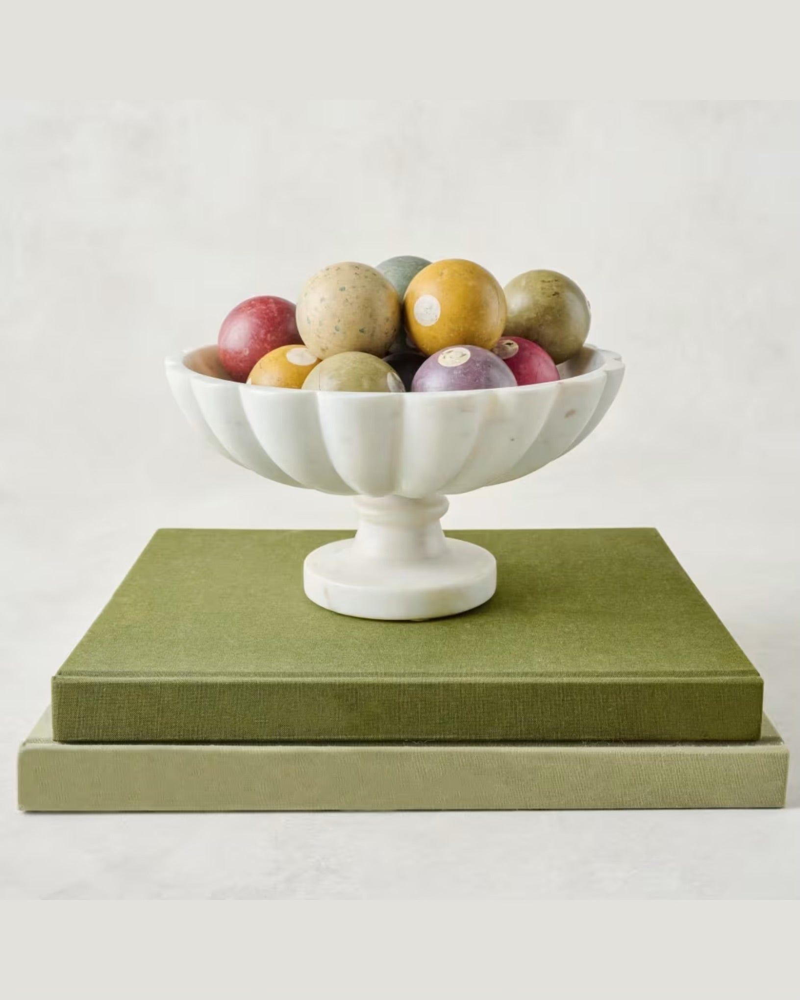 Scalloped Marble Footed Bowl