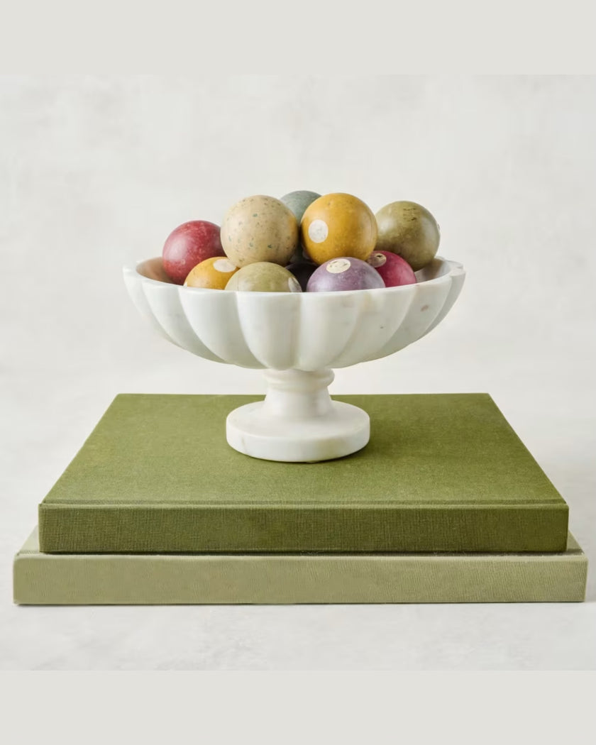 Scalloped Marble Footed Bowl