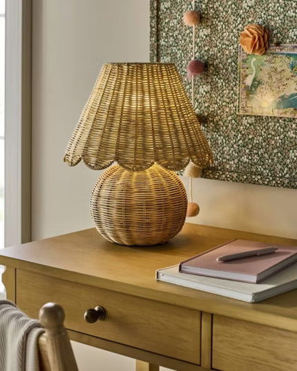 Table Lamp with Woven Base and Woven Shade