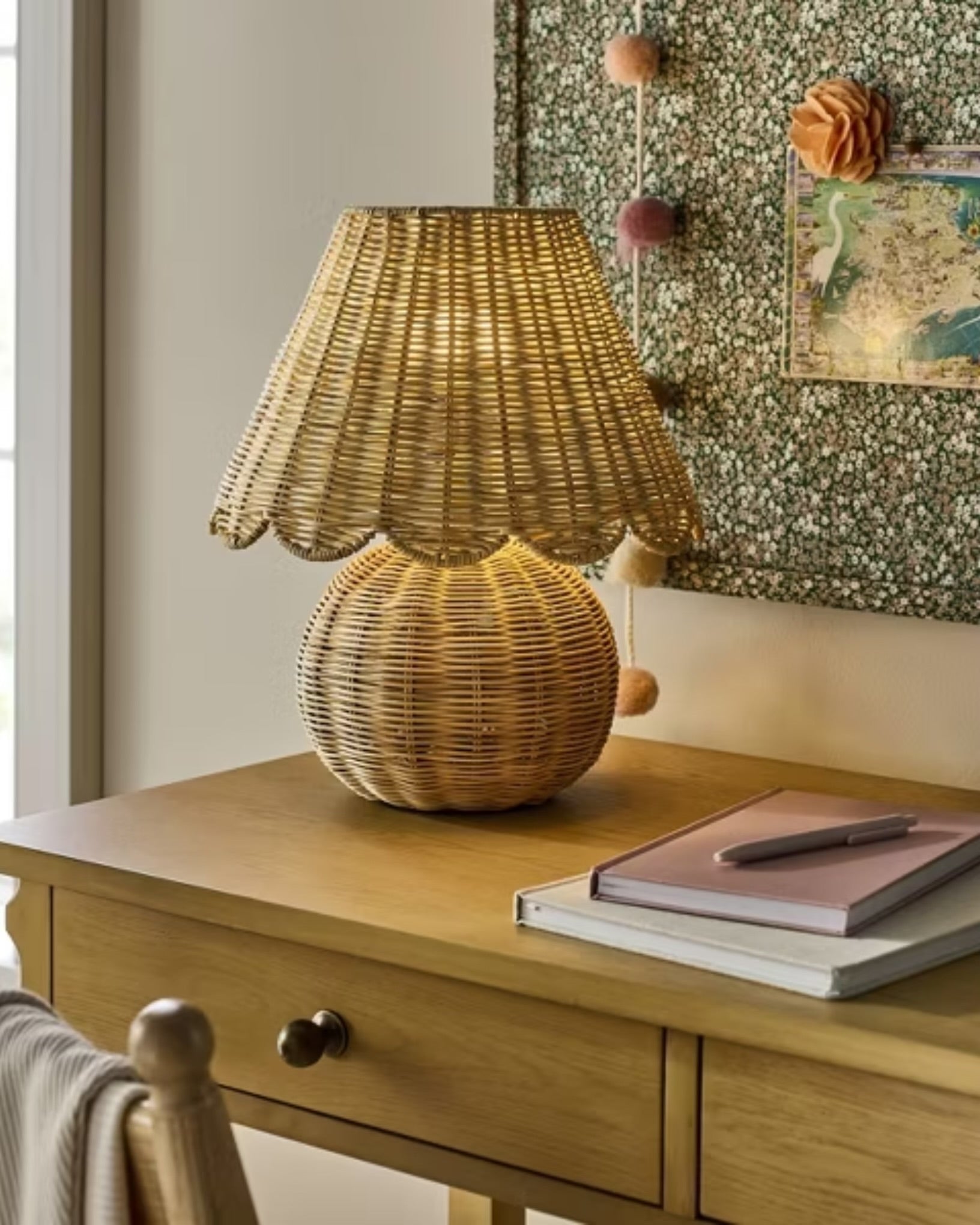 Table Lamp with Woven Base and Woven Shade