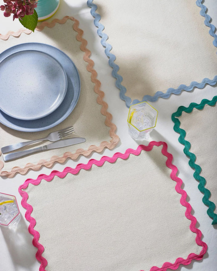 Multi Bright Wiggle Fabric Placemats Set of 4 or 8