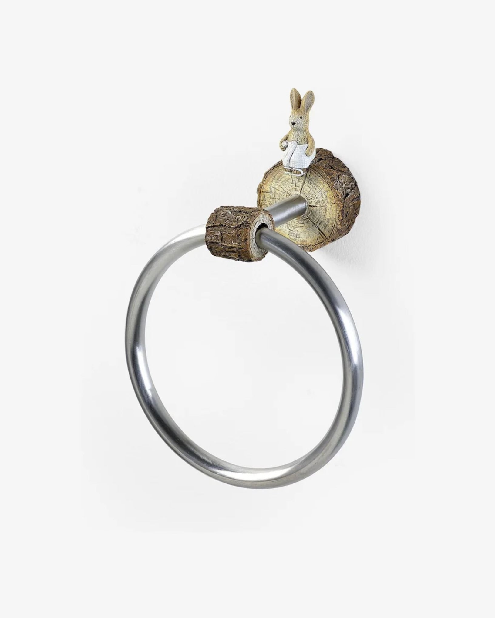 Bear and Bunny Natural Woodland Spa Towel Ring