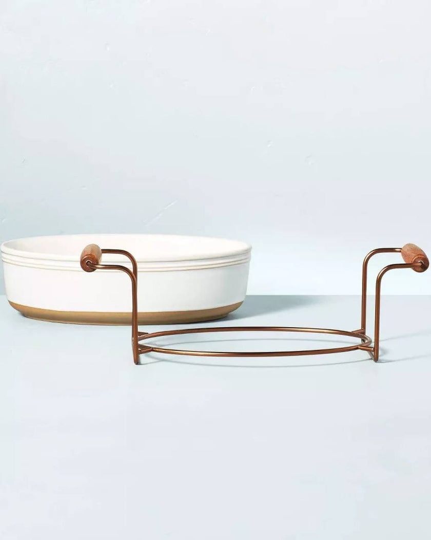 Cradle Carrier with Wooden Handle (serving dish not included)