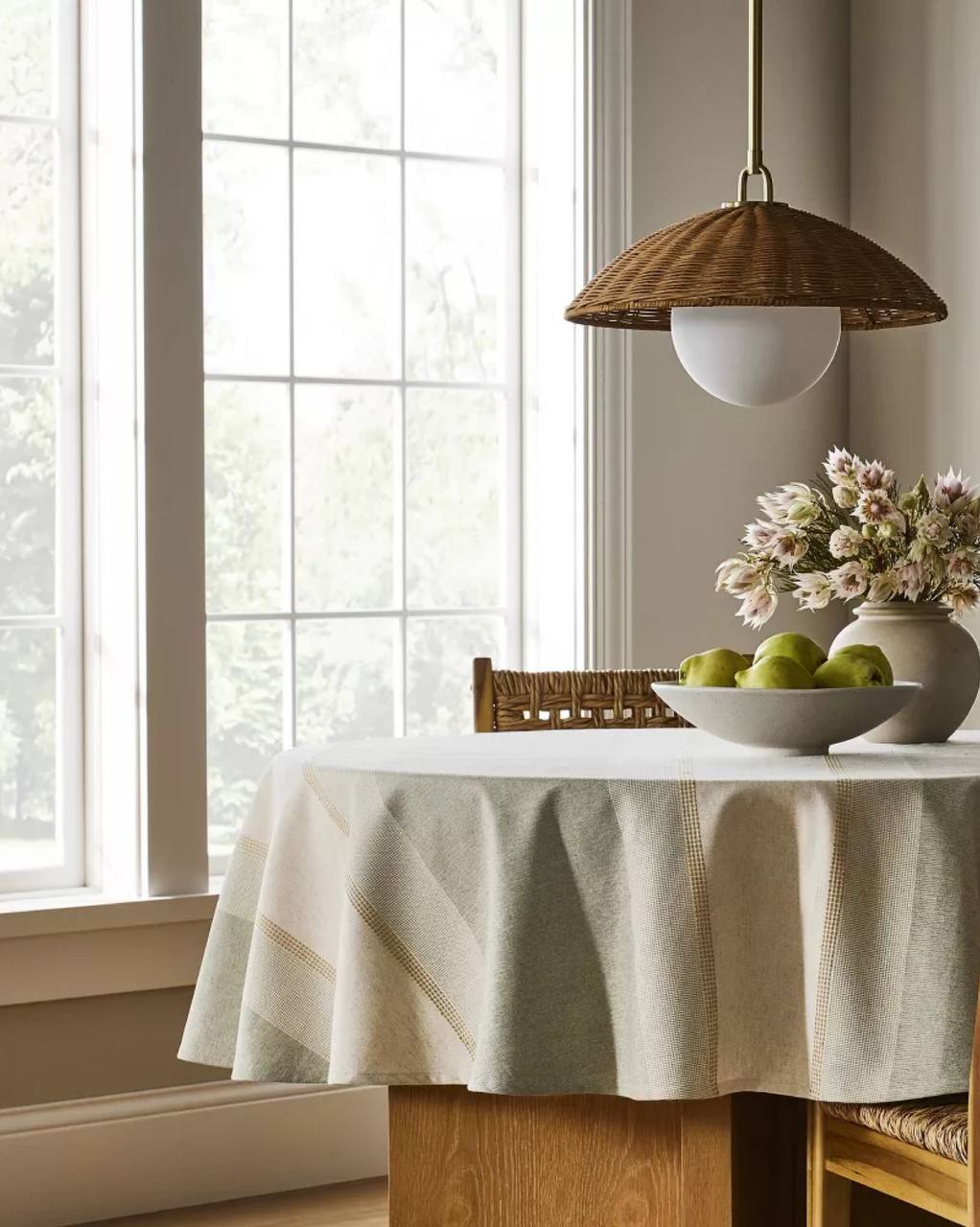 Wicker Dome Pendant with Opal Glass Ball Ceiling Light Lamp Brown