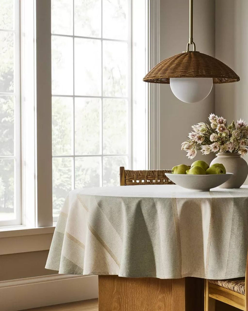 Wicker Dome Pendant with Opal Glass Ball Ceiling Light Lamp Brown