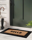 'Hello' Rubber Coir Doormat Natural/Black