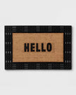'Hello' Rubber Coir Doormat Natural/Black