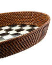 Courtly Check Rattan & Enamel Large Serving Tray