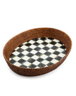 Courtly Check Rattan & Enamel Large Serving Tray