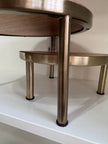 [imperfect] Tiered Wood & Metal Nested Round Serving Stand Brass/Brown