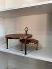 [imperfect] Tiered Wood & Metal Nested Round Serving Stand Brass/Brown